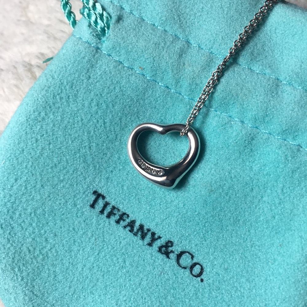 Tiffany open heart diamond pendant necklace